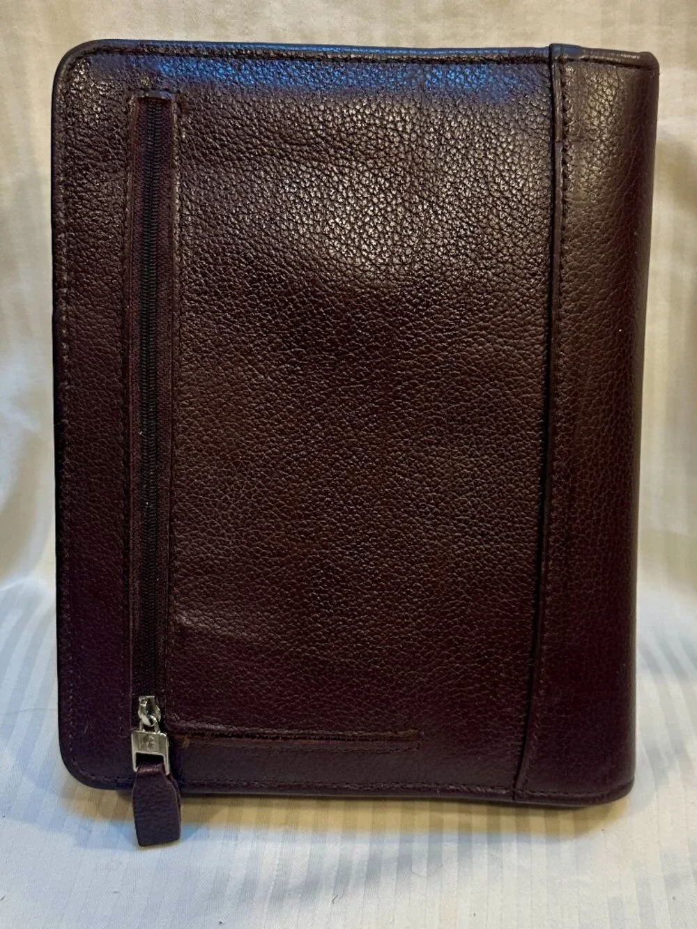 PERFECT! FRANKLIN COVEY COMPACT BURGUNDY LEATHER PLANNER & STORAGE BOX - BOTH!